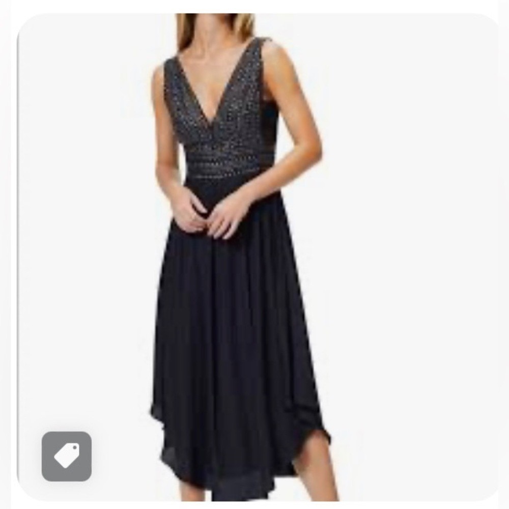 Nwt Ramy Brook Emorie Dress Midi Sleeveless V Neck Black Size 2